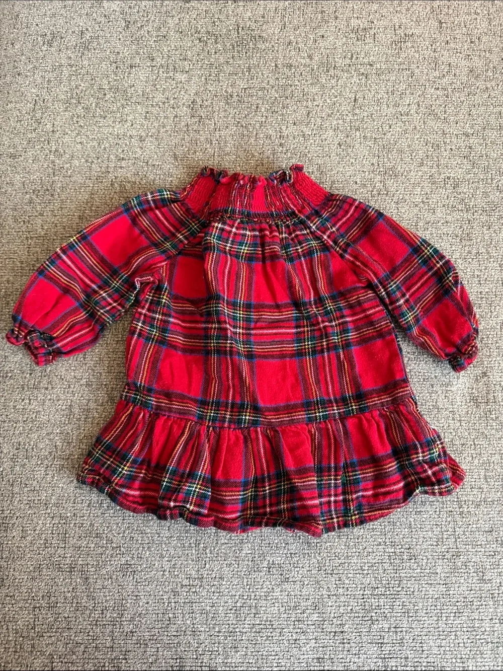 Old Navy Red Plaid Ruffle-Hem Long Sleeve dress